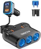3 PD USB-C cigarečių žiebtuvėlio skirstytuvas: Įkroviklis: 360 W automobilinis 12 V adapteris automobilinis įkroviklis 3 daugkartiniai lizdai DC 12 V kištukas įkrovimo kabelio daliklis su jungikliu 6 prievadai mobiliajam telefonui Sėdynės šildymas GPS pri