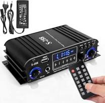 4 kanalų stiprintuvas, 1200 W galios garso stiprintuvas "Bluetooth 5.0", 30 Wx4 su USB / mikrofonu / FM su nuotolinio valdymo pultu, Hi-Fi integruotas garsiakalbio stiprintuvas namams arba automobiliui