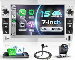 4G + 128G automobilinis radijas "Android 15", skirtas "Vauxhall Opel Corsa C/D Zafira B Astra H Meriva Vivaro Signum Combo", 7 colių jutiklinis ekranas su "Carplay", "Android", "Android", GPS, "Wi-Fi", "Bluetooth", FM, RDS, kamera, sidabrinės spalvos
