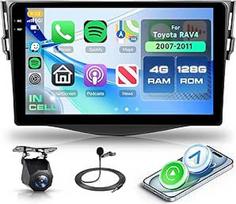 4G + 128G Rimoody Android automobilinis radijas Toyota RAV4 2007-2012 9 colių HD belaidis Carplay automobilinis radijas su Android automobiline navigacija GPS Mirror Link Bluetooth WiFi FM/RDS/EQ vairo valdymas atbuline eiga
