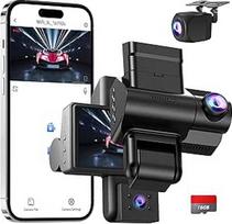 Automobilio priekinė galinė vaizdo kamera su parkavimo stebėjimo funkcija, 2K + 1080P kamera, automobilio stebėjimas su 32GB SD kortele, judesio aptikimas, infraraudonųjų spindulių naktinis matymas, G-jutiklis, įrašymas kilpa, WDR, matymo kampas