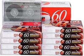 Garso kasetės Tuščios kasetės: Kasetės su CD ir DVD grotuvu, 60 minučių laiko, mažai triukšmo, "Walkman" kasetė, iš anksto įjungta Mikro balso kasetė su muzikiniu radiju, 10 plytų pakuotė (10 plytų)
