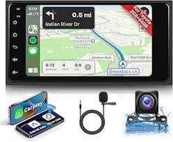 Hodozzy 2G + 64G automobilinis radijas Toyota Hilux RAV4 Corolla Prado Land Cruiser su laidais Carplay Android Car, 7 colių jutiklinio ekrano automobilinis radijas su navigacija Bluetooth WiFi WiFi DSP FM/RDS radijas, vairas
