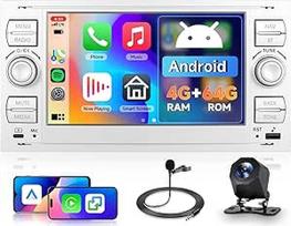 Hodozzy 4G + 64G "Android" automobilinis radijas "Ford Focus Fiesta Transit Galaxy Mondeo Fusion Kuga C-MAX S-MAX Connect" su "Carplay" "Android" automobiliu, 7 colių automobilinio radijo ekranas su navigacija "Bluetooth WiFi", DSP FM