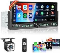 Roinvou 1 DIN radijo imtuvas 6,86 colių belaidis "Carplay" "Android" automobilinis jutiklinis ekranas "Bluetooth" automobilinis radijas su FM Mirror Link UI EQ USB Type-C įkrovimas Vairo valdymas + atbulinės eigos kamera
