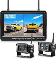 Skaitmeninės atbulinės eigos kameros belaidis rinkinys, 7 colių HD LCD monitorius + dvi kameros, IP69K vandeniui atspari atbulinės eigos kamera, radijas, naktinis matymas, belaidė parkavimo pagalba, įrašymas kilpa, skirta sunkvežimiams, priekaboms