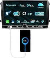 [4+64GB] Automobilinis radijas VW Golf Passat Touran Seat Skoda, 9 colių radijas su integruotu DAB WLAN 4G Bluetooth Wireless Carplay/Android automobilinė GPS navigacija DSP FM AM RDS SWC