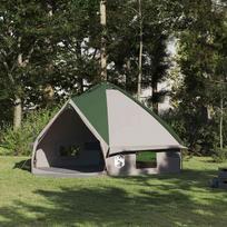 Teepee palapinė su stogu Žalia ir balta 490 x 410 x 210 cm