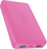 SBS power bank 10000mAh 2xUSB-A + USB-C, pink