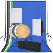 Fotostudijos rinkinys 5 spalvoti fonai ir 2 šviesdėžės