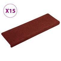 Laiptų kilimėliai lipnūs 15 vnt 65x21x4 cm bordo raudoni stačiakampiai