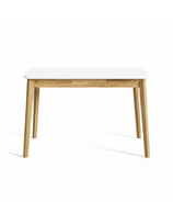 ISKU WHITE TOP 120-160x80 ąžuolinis, prasiilginantis stalas