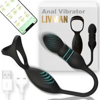 Daugiafunkcis analinis vibratorius LIVMAN MJ-061 su 9 vibracijos ir 9 teleskopiniais režimais, penio žiedu ir Love Spouse programėlės valdymu