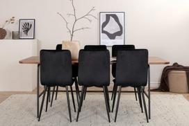Valgomojo stalas, Uno, 200x90 cm, Juoda/Riešutas, Valgomasis kėdė, Windu Lyx, 94x43 cm, Juoda Velveetas