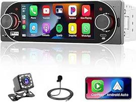 "Bluetooth" automobilinis radijas 1 DIN, suderinamas su "Carplay" "Android" automobiliu, 5,1 colio jutiklinis ekranas Stereo automobilis, "Bluetooth" laisvų rankų skambutis / "Mirror Link" / FM radijas / USB / Type-C / EQ su atbulinės eigos kamera