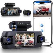 "Dashcam" 4K "WiFi" programa, 360° visų ratų apsaugos automobilinė kamera, 4 kanalų sistema (4K + 1080P) su parkavimo režimu, naktiniu matymu, GPS, G jutikliu, įrašymo kilpa, įskaitant atbulinės eigos kamerą automobiliams