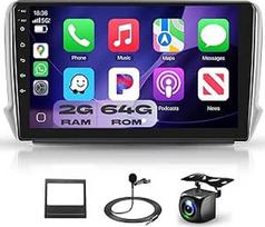 "Podofo" automobilinis radijas "Peugeot 208/2008" 2012-2018 m. su belaidžiu "Carplay Android Car", 10,1 colio IPS jutiklinis ekranas, 8 branduolių 2+64G, "Android" automobilinis radijas su "Bluetooth/WiFi/Mirror Link/GPS + galinio vaizdo kamera