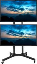 "Vivo" riedantis STAND-KIT-TV03E Dviejų ekranų televizoriaus vežimėlis plokščiam LCD/LED/plazminiam ekranui su ratukais