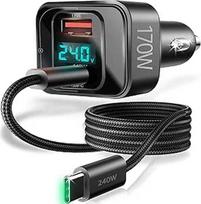 170W automatinė USB C jungtis USB C, skirta iPhone 16 Pro Max, PD3.1 140W+PD30W automatinė USB C jungtis USB C, skirta iPhone 15 Pro Max nešiojamajam kompiuteriui MacBook iPad Samsung Galaxy S24