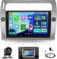 4+128G Android Autoradio mit Bildschirm für Citroen C4 2004-2009,C-Quatre 2008-2011 Wireless Carplay, Autoradio mit Navi 9 Zoll Incell Bildschirm Android Auto/FM/RDS/Rückfahrkam