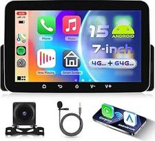 4G + 64G "Android 15" automobilinis radijas 1 DIN su belaidžiu "Carplay" "Android" automobiliu, 7 colių HD IPS jutiklinis ekranas, automobilinis radijas, palaikantis "Bluetooth 5.0" FM RDS radiją, GPS "Wi-Fi" ryšį, veidrodis, USB atbulinės eigos kamera