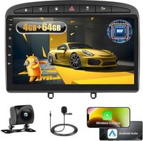 8 branduolių 4+64G Android 13 automobilinis radijas Peugeot 308/408 2007-2015 m. su belaidžiu kilimėliu, Android Car ir MirrorLink, 9 colių IPS ekrano automobilinis radijas su Bluetooth 5.0/GPS/ galinio vaizdo kamera/FM/WiFi/SWC