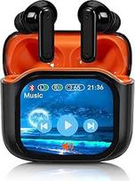 Ausinės į ausis, "Bluetooth" ausinės, ANC belaidės ausinės su jutikliniu ekranu, "Bluetooth 5.4", ANC triukšmo slopinimas, ausinės į ausis su ekranu, "Hi-Fi Stereo" ir jutikliniu valdymu (juodos/apelsininės spalvos)
