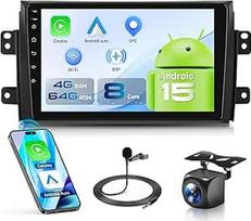 Automobilinis radijas 8 branduolių Q-Snapdrago 4+64G Android 15 Suzuki SX4 2006-2013 Fiat Sedici 2005-2014, 9 colių HD jutiklinio ekrano radijas su Carplay Android Car GPS Wi-Fi DSP Bluetooth FM/RDS Galinis vaizdas