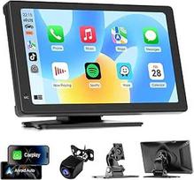 Automobilinis radijas, 7 colių "Carplay" ekranas "Apple" ir "Android" automobiliams, nešiojamasis automobilinis grotuvas su 1080P atbulinės eigos kamera, belaidis automobilio grojimas su veidrodžio jungtimi, automobilių garso aparatūra, tinkanti visoms tr