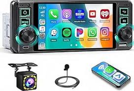 Automobilinis radijo imtuvas 1 DIN Carplay Android Car Wireless su 6,5 colių ekranu Roinvou, 1-DIN radijo imtuvas FM su "Bluetooth" GPS/navigacija, EQ, UI, Mirror Link USB/Type-C su galinio vaizdo kamera, valdymas vairu