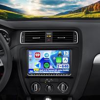 CAMECHO 2G + 64G Android 13 automobilinis radijas VW Golf 5 Polo Skoda su Navi Carplay Belaidis Android automobilis, Dvigubas DIN radijas su 9 colių jutikliniu ekranu Bluetooth/FM/RDS SWC + HD atbulinės eigos kamera