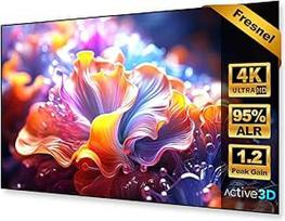 Fresnelio projektoriaus ekranas, 100 colių, ALR CLR, 1,2 stiprinimo, 4K UHD lazerinis TV ekranas, tvirtinamas prie sienos, atsparus aplinkos šviesai, projektoriaus ekranas itin mažo atstumo projektoriui