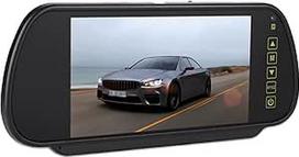Galinio vaizdo veidrodžio monitorius, 7 colių LCD ekranas, galinio vaizdo kamera, juodas, galinio vaizdo veidrodžio laikiklis, jutiklinis valdymas