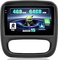 SIXWIN 4+64G Android 15 automobilinis radijas Opel Vivaro/Renault Trafic 2015 su CarPlay/Android Car/Mirror Link, 9 colių HD jutiklinis ekranas su WiFi/GPS/Bluetooth/EQ/FM/RDS radiju + atbulinės eigos kamera