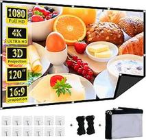 Sulankstomas 120 colių projektoriaus ekranas, "XINLEMY" 4k 16:9 Anti-Crease Portable Washable Projector Backing Black Absorbs Light Movies Screens for Home Theatre Backyard Indoor and Outdoor Camping