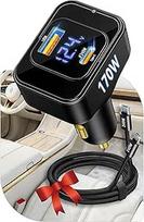 TENTEK 170 W cigarečių žiebtuvėlio USB C, automobilinis įkroviklis USB C, automobilinis įkroviklis, skirtas "iPhone 17", "iPad Air S24 S25", 2 prievadų PD3.1 greitasis įkrovimas, greitojo įkrovimo adapteris 12 V 24 V su LED voltmetru, juodas