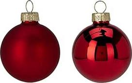 Well Home Set mit 16 Weihnachtskugeln, Rot, Ø 3,5 cm, glänzend und matt