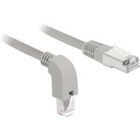 DeLOCK - Patch-Kabel - RJ-45 (M) nach unten gewinkelt bis RJ-45 (M) gerade - 2,0m - S/FTP - CAT 6a - geschirmt, halogenfrei - Grau (85875)