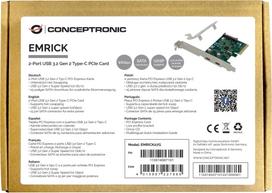 Conceptronic EMRICK 2-Port USB 3.2 Gen 2 Typ-C PCI-Express-Karte - PCIe - USB 3.2 Gen 2 (3.1 Gen 2) - PCI 2.0 - SATA 15-Pin - Grün - PC (EMRICK07G)