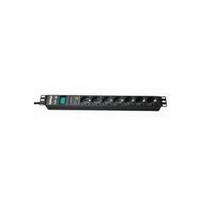 Bachmann 48,30cm (19)-Steckdosenleiste ÜSS, ALU, 7-fach, s schwarz, Schutzkontakt, 2 m, 1HE, mit SchalterMit Überspannungsschutz 6,5 kA, optische Funktions- und Ausfallanzeige (333.535)