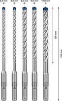 Bosch Expert 7x - Bohrersatz - für Beton, Stahlbeton, Granit, Festbeton, Gneis - 5 Stücke - 6 mm, 8 mm, 10 mm - SDS-plus - Länge: 165 mm