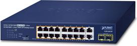 PLANET GSD-2022P - Switch - unmanaged - 16 x 10/100/1000 (PoE+) + 2 x 10/100/1000 + 2 x 1000Base-X SFP - Desktop - PoE+ (185 W) (GSD-2022P)