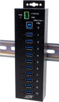 Exsys USB 3.2 Gen1 Hub 10-Port Managed N. inkl.USB-Kabel DIN-Rail-Kit - Kabel-/Adapterset