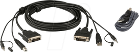 Aten 1,8 M USB DVI-D Dual-Link Secure KVM Kabel-Set - 1,8 m - DVI-D - Schwarz - USB Type-A/3.5mm/DVI-D - USB Type-B/3.5mm/DVI-D - Männlich (2L-7D02UDX2)