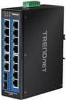 TRENDnet TI-G162 - Switch - unmanaged - 14 x 10/100/1000 + 2 x Gigabit SFP - an DIN-Schiene montierbar, wandmontierbar - Gleichstrom