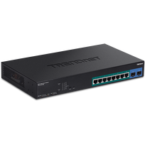 TRENDnet TPE-1021WS - Switch - Smart - 8 x 10/100/1000 (PoE+) + 2 x 10/100/1000/SFP - Desktop, an Rack montierbar - PoE+ (130 W)