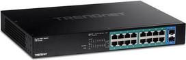 TRENDnet TPE TG182 - Switch - 16 x 10/100/1000 (PoE+) + 2 x SFP - an Rack montierbar - PoE+ (240 W)