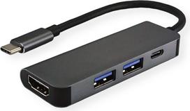 Value 12.99.1042 Schnittstellen-Hub USB 3.2 Gen 1 (3.1 Gen 1) Type-C Schwarz (12.99.1042)