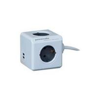 allocacoc PowerCube Extended USB inkl. 1,5 m Kabel grau Type F (1406GY/DEEUPC)