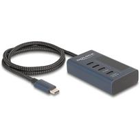 Delock USB 10Gbps Hub mit 4 USB Type-C Ports davon 3 x Datenport + 1 x Daten und PD 20 Watt mit Leistungsanzeige